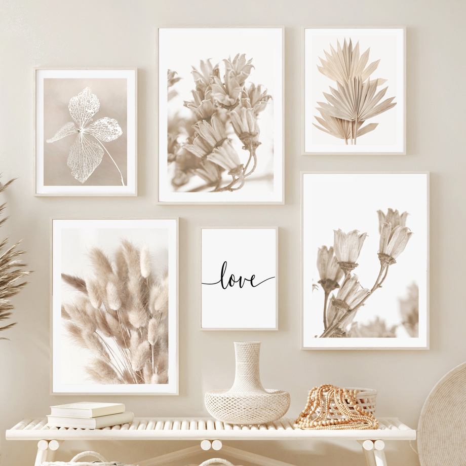 Neutral Beige Boho Wall Art Ca - Palm Leaf Dried review and price