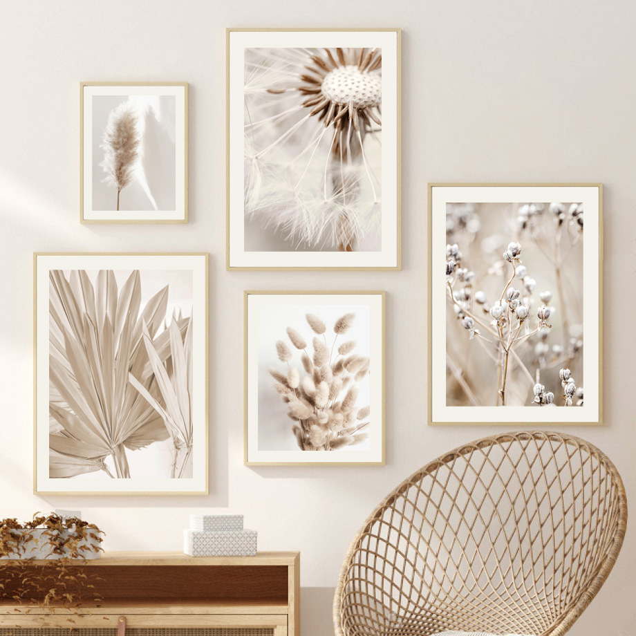 Neutral Beige Boho Wall Art Ca - Palm Leaf Dried review and price